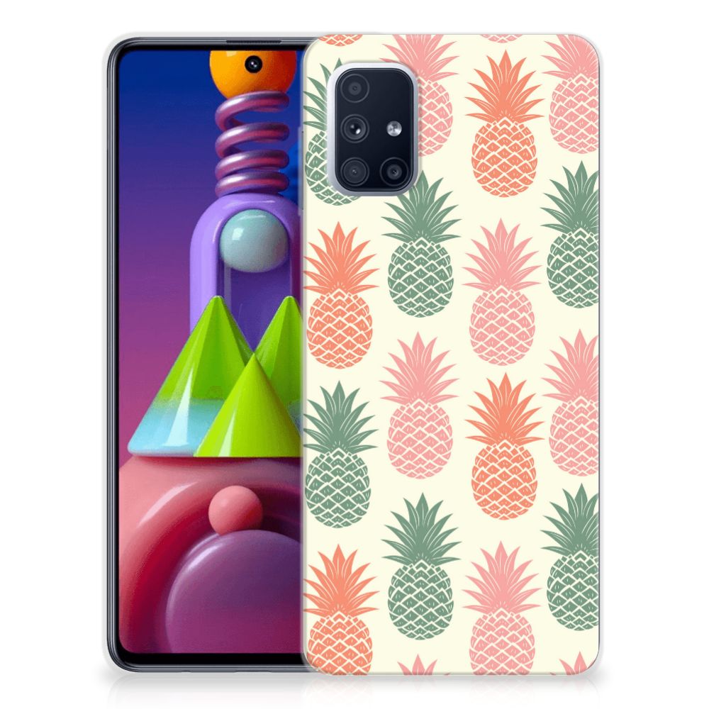 Samsung Galaxy M51 Siliconen Case Ananas