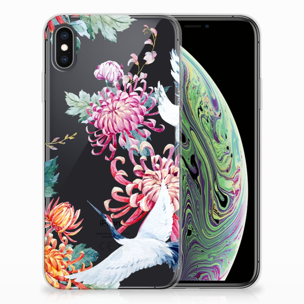 Apple iPhone Xs Max TPU Hoesje Bird Flowers