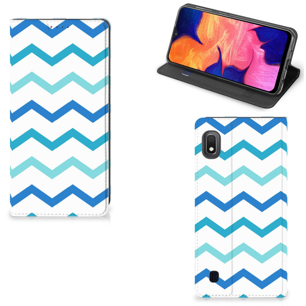 Samsung Galaxy A10 Hoesje met Magneet Zigzag Blauw
