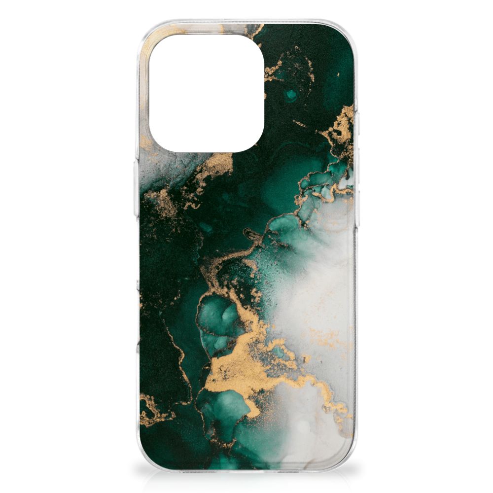 TPU Siliconen Hoesje voor iPhone 16 Pro Marmer Groen