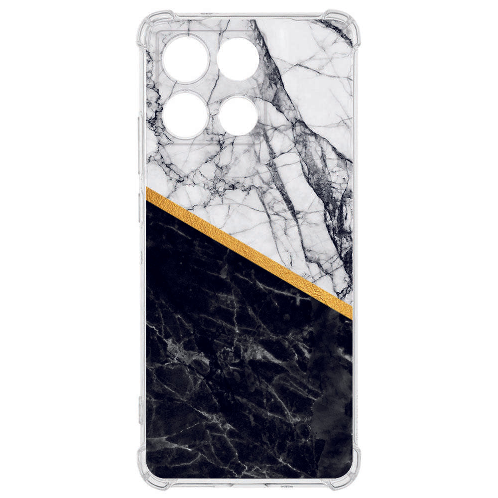 TPU Telefoonhoesje Motorola Moto G56 - Marble White Black backcover