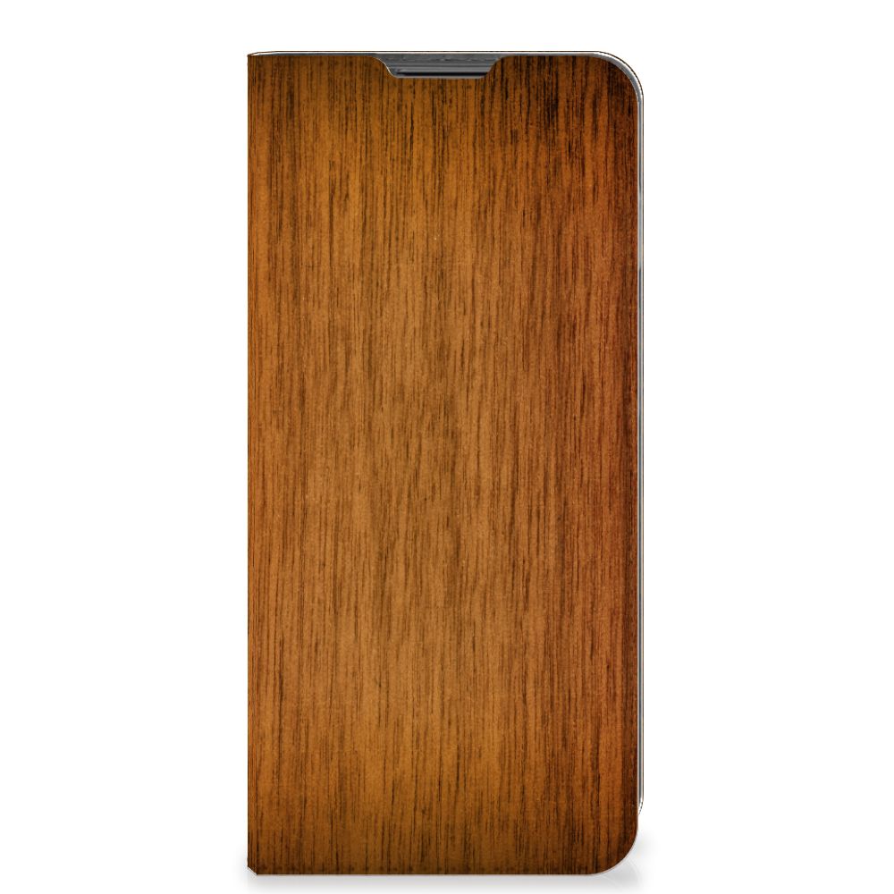 Motorola Moto G22 Book Wallet Case Donker Hout - B2C Telecom