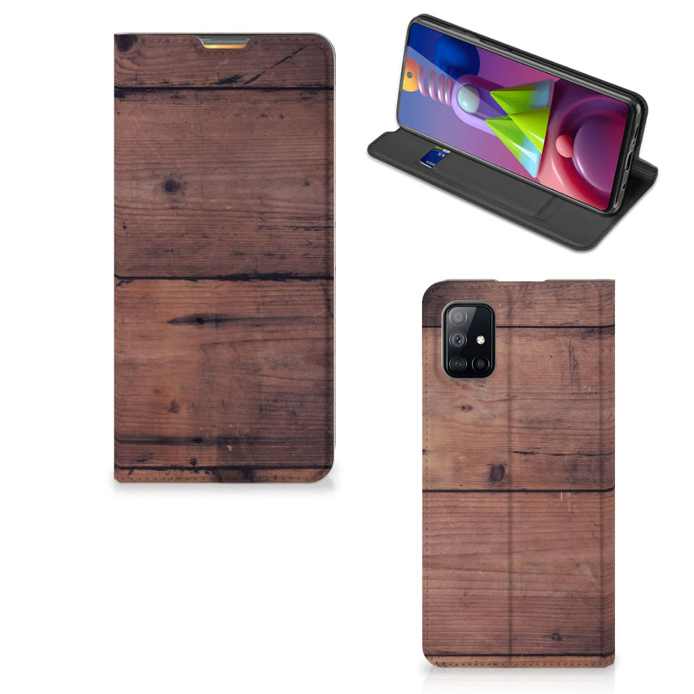 Samsung Galaxy M51 Book Wallet Case Old Wood
