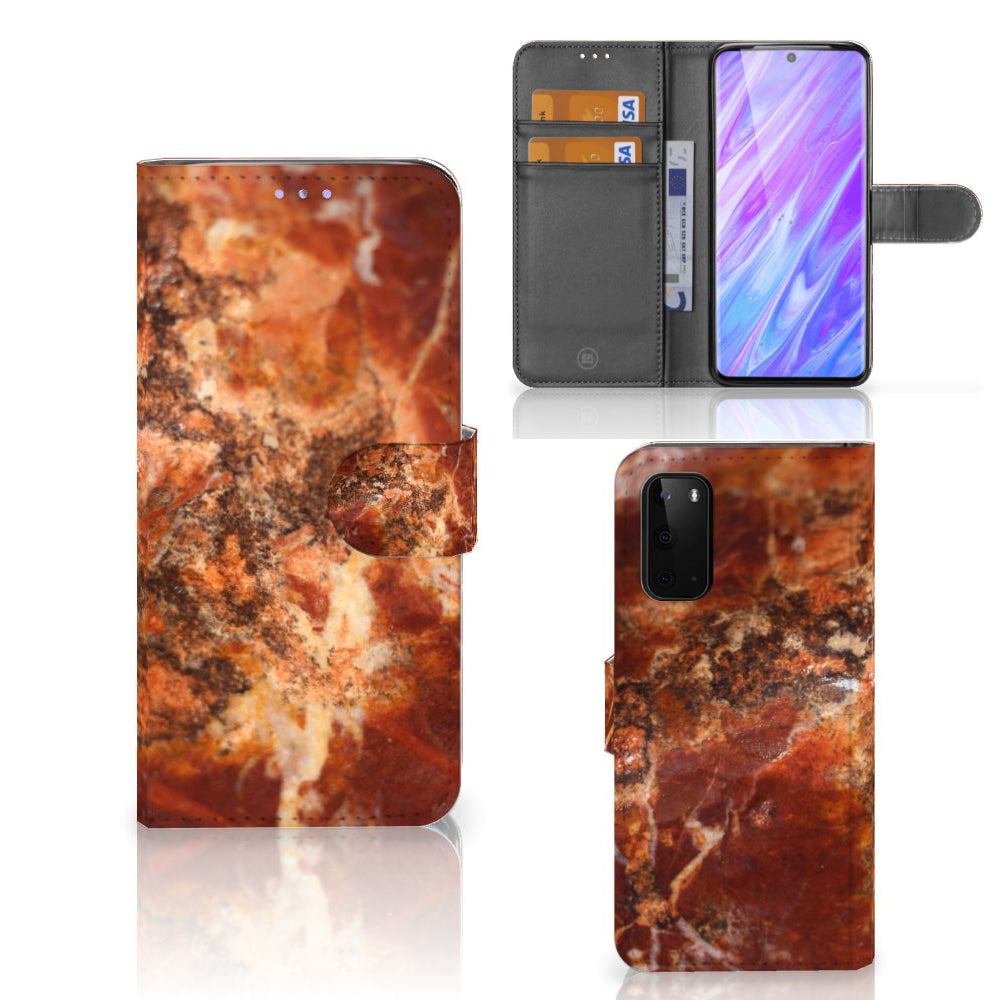 Samsung Galaxy S20 Bookcase Marmer Bruin
