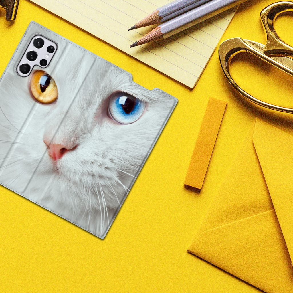 Samsung Galaxy S22 Ultra Hoesje maken Witte Kat - B2C Telecom