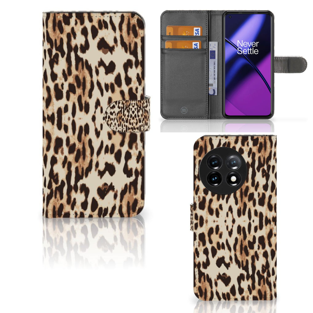 OnePlus 11 Telefoonhoesje met Pasjes Leopard