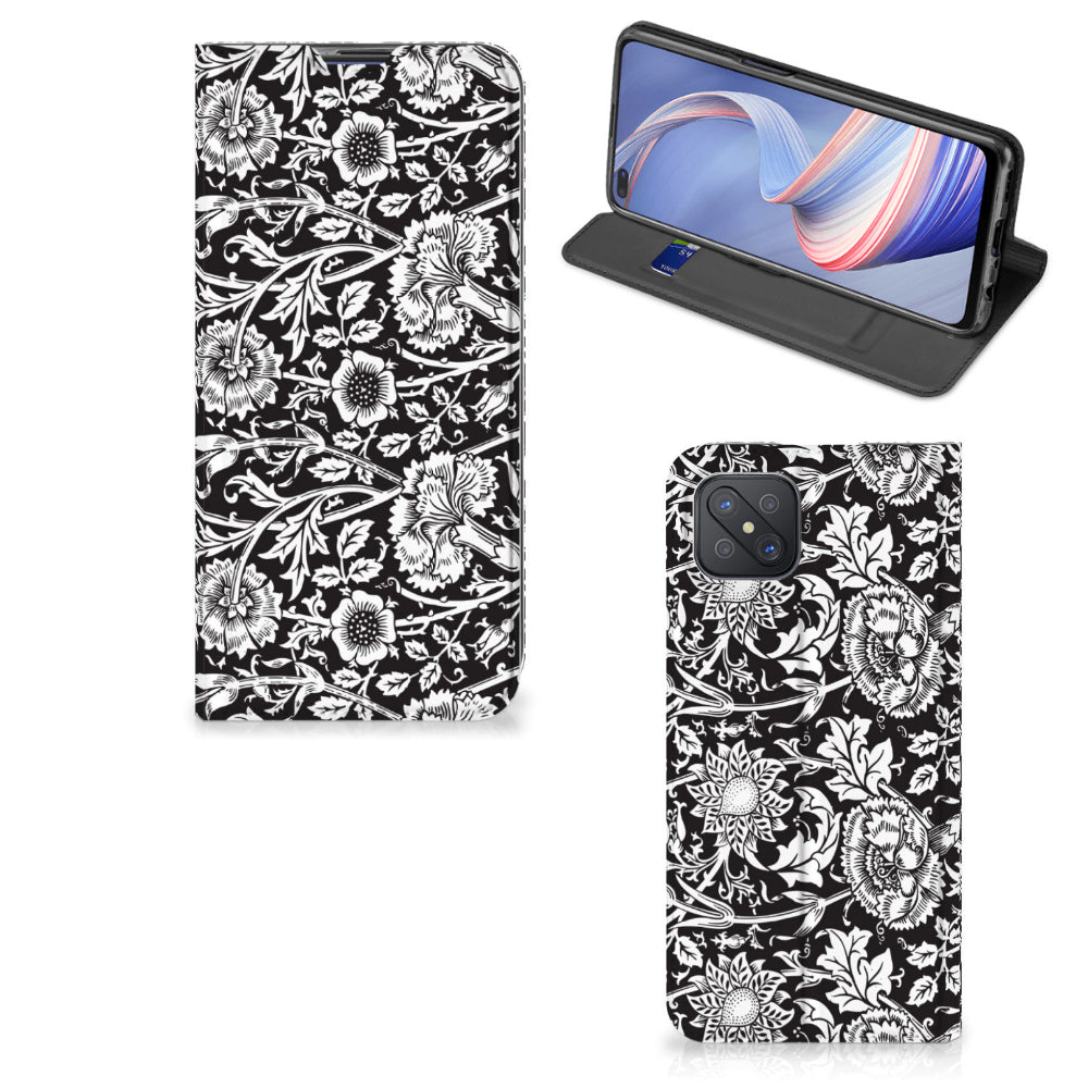 OPPO Reno4 Z 5G Smart Cover Black Flowers