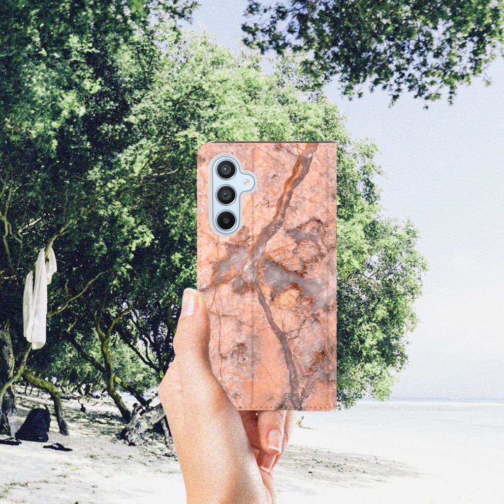 Samsung Galaxy A54 Standcase Marmer Oranje - B2C Telecom