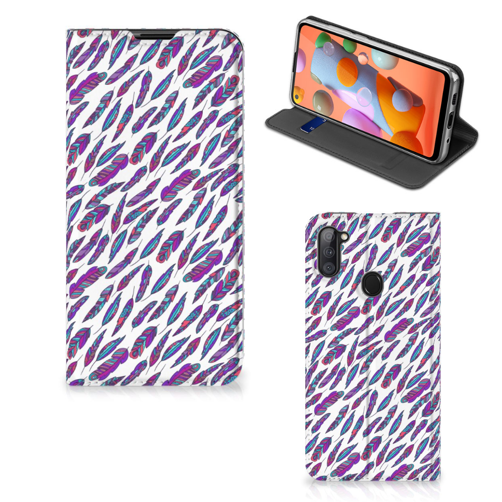 Samsung Galaxy M11 | A11 Hoesje met Magneet Feathers Color - B2C Telecom