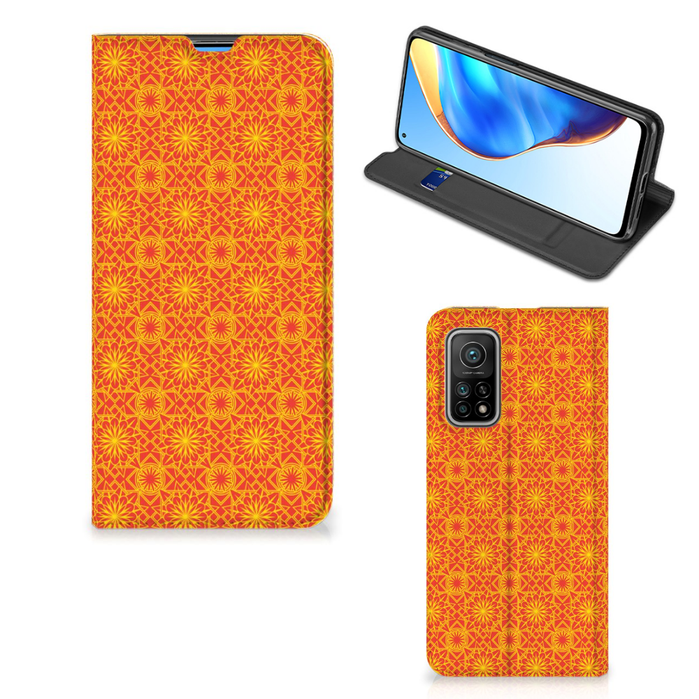 Xiaomi Mi 10T | 10T Pro Hoesje met Magneet Batik Oranje - B2C Telecom