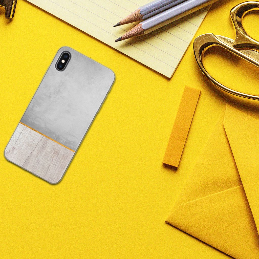 Apple iPhone Xs Max Bumper Hoesje Wood Concrete