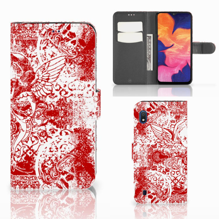 Telefoonhoesje met Naam Samsung Galaxy A10 Angel Skull Rood