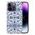 Apple iPhone 14 Pro TPU Case Flower Blue met elegant bloemenpatroon op een witte achtergrond.