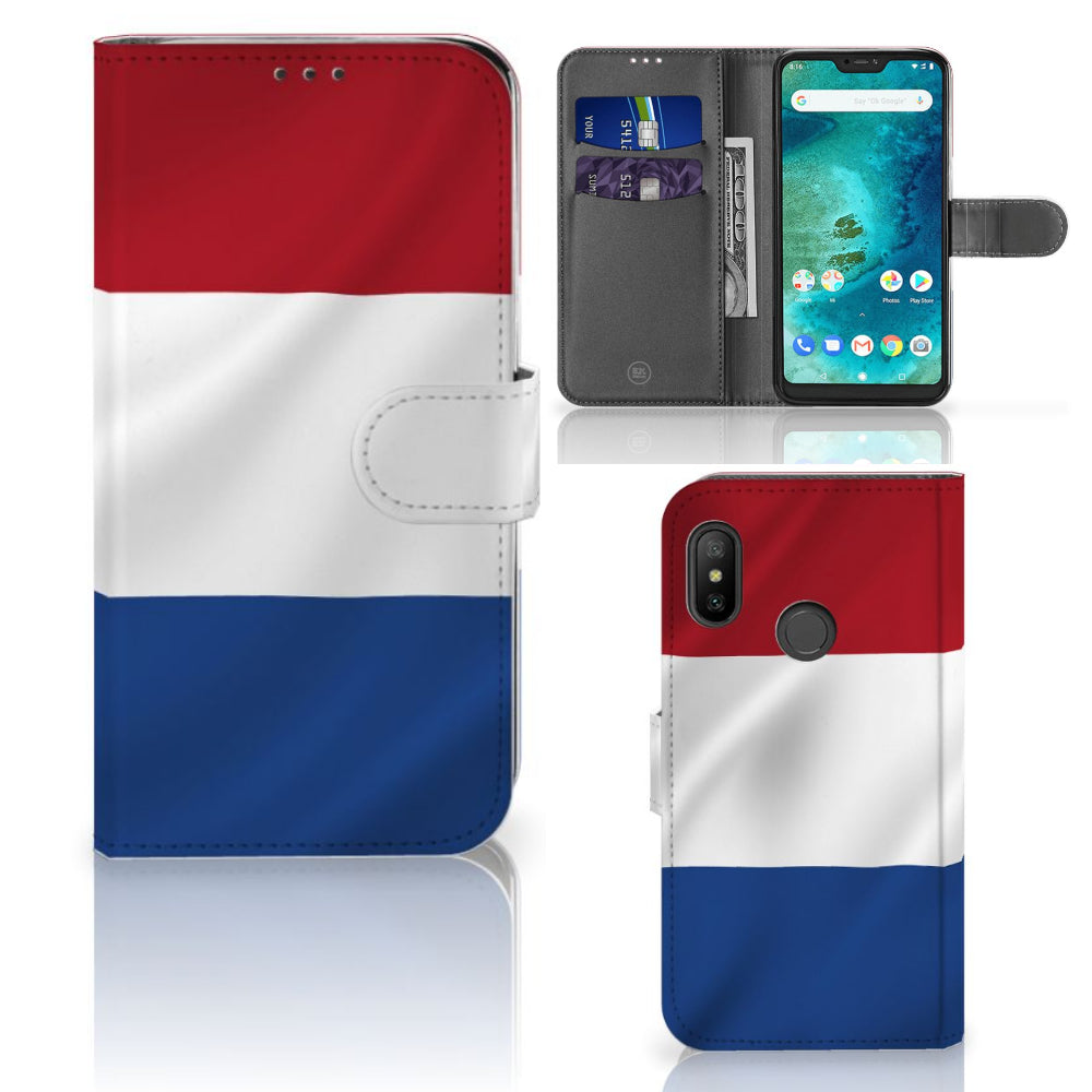 Xiaomi Mi A2 Lite Bookstyle Case Nederlandse Vlag met pasjeshouder en de Nederlandse vlag als design.