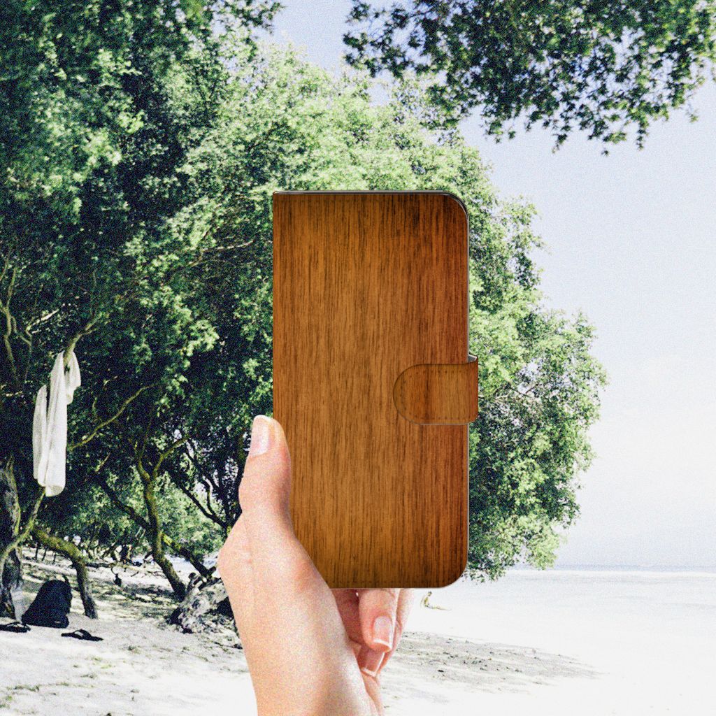 Motorola Moto G53 Book Style Case Donker Hout