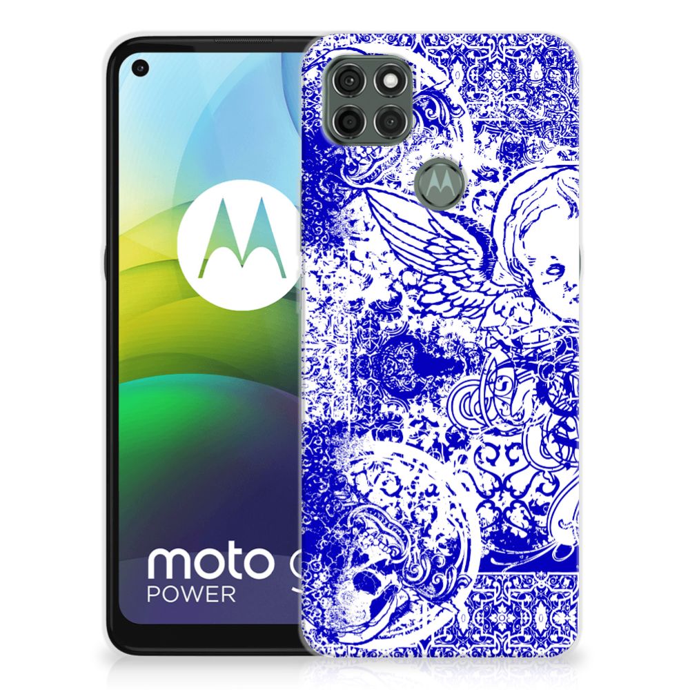 Silicone Back Case Motorola Moto G9 Power Angel Skull Blauw B2C Telecom