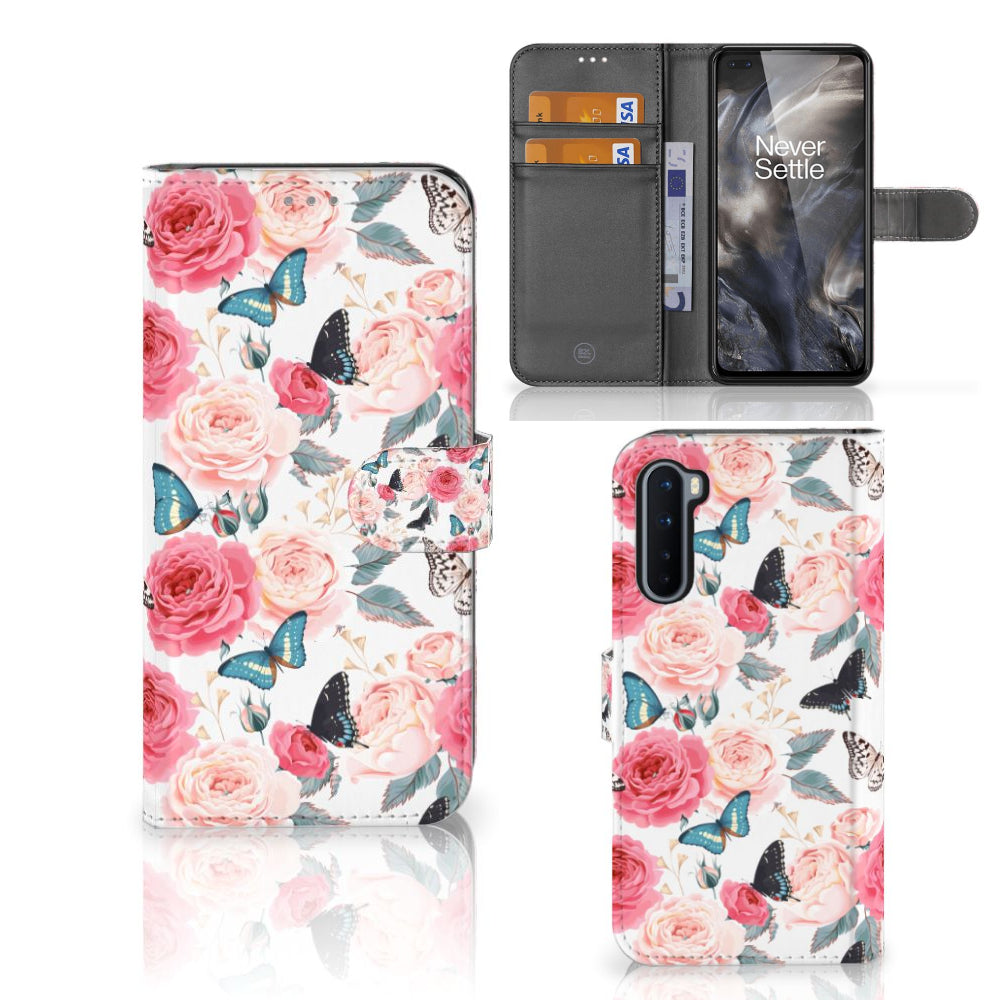 OnePlus Nord Hoesje Butterfly Roses
