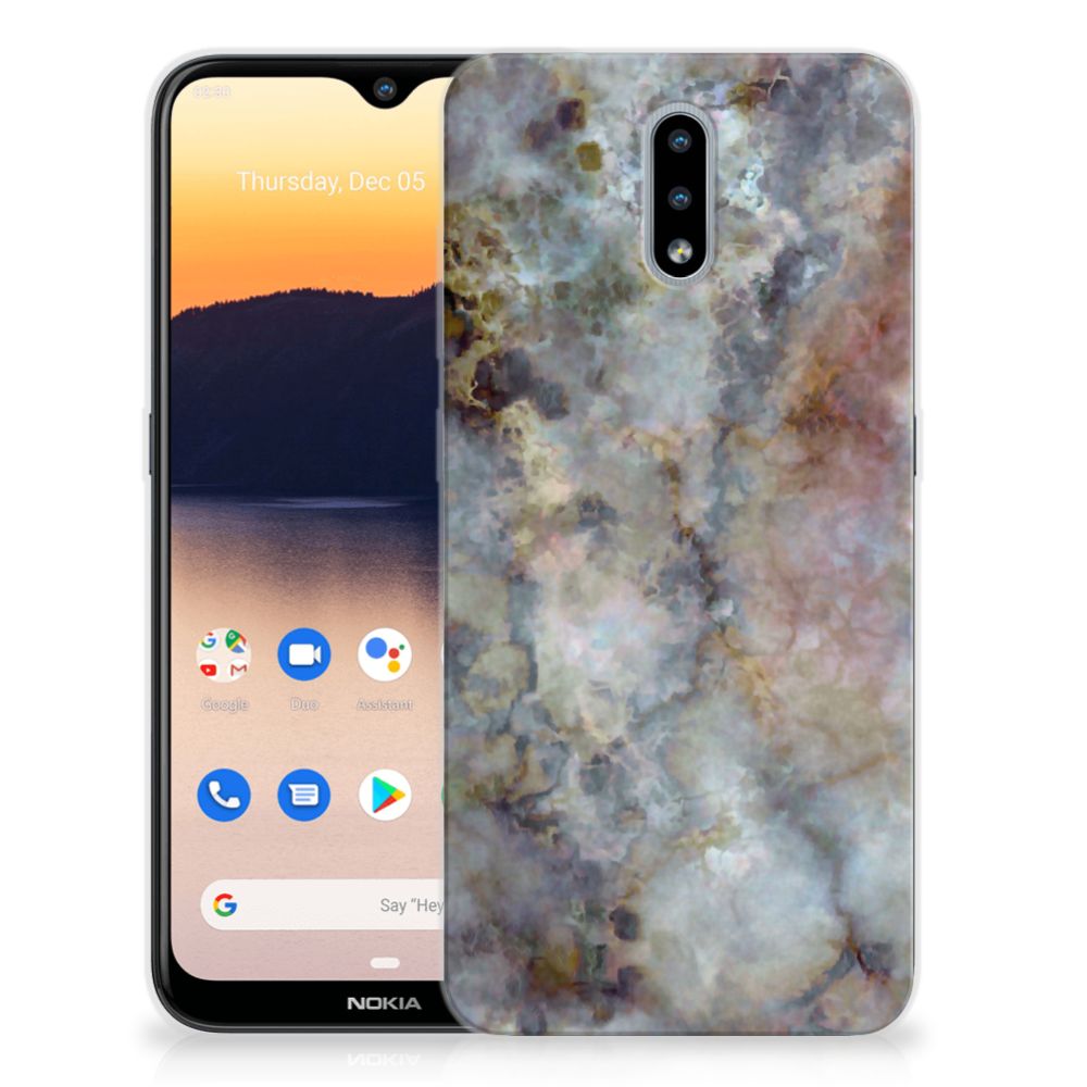 Nokia 2.3 TPU Siliconen Hoesje Marmer Grijs