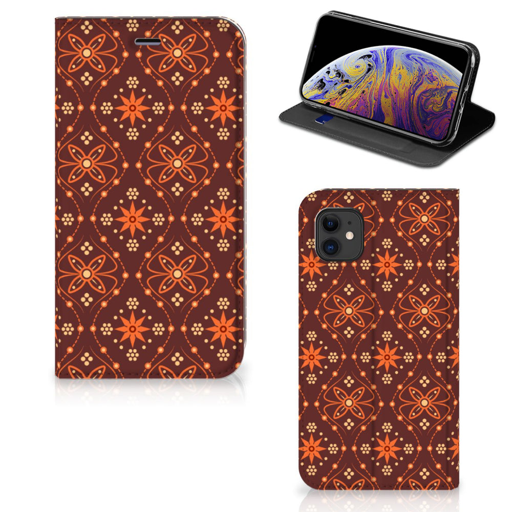 Apple iPhone 11 Hoesje met Magneet Batik Brown