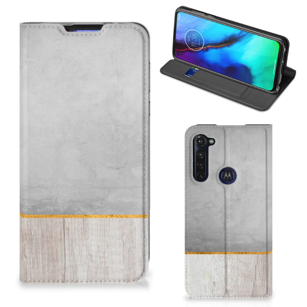 Motorola Moto G Pro Book Wallet Case Wood Concrete - B2C Telecom