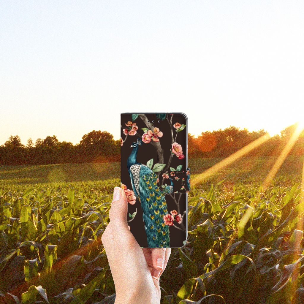 Honor 20 Pro Telefoonhoesje met Pasjes Pauw met Bloemen