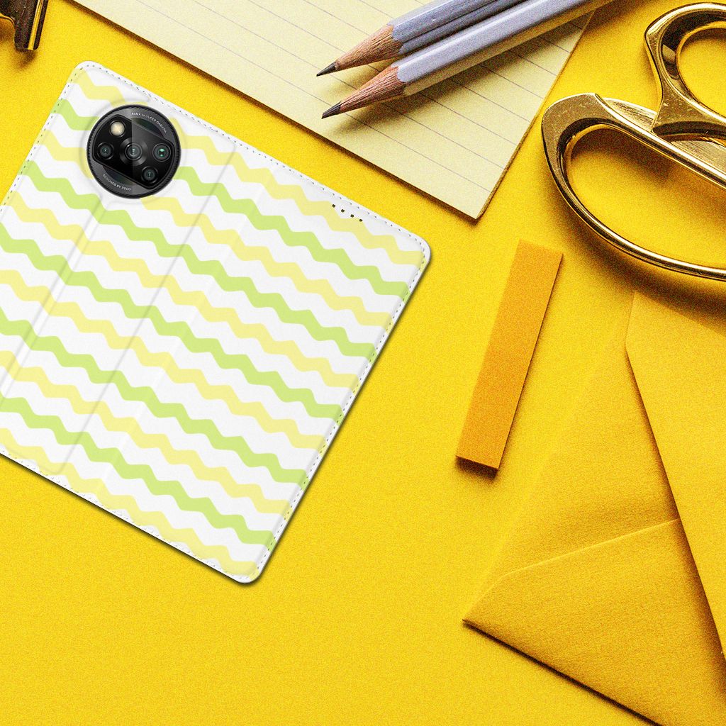 Xiaomi Poco X3 Pro | Poco X3 Hoesje met Magneet Waves Yellow - B2C Telecom