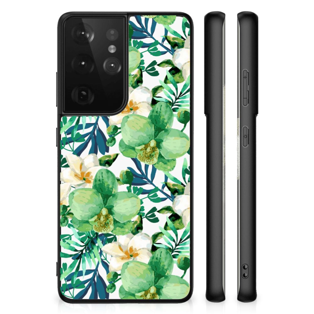 Samsung Galaxy S21 Ultra Bloemen Hoesje Orchidee Groen B2C Telecom