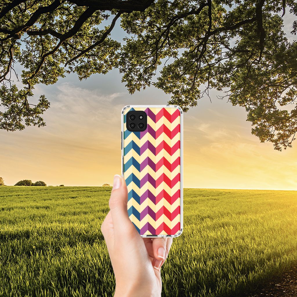 Samsung Galaxy A22 5G Doorzichtige Silicone Hoesje Zigzag Multi Color B2C Telecom