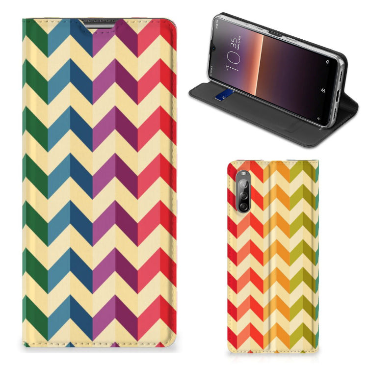 Sony Xperia L4 Hoesje met Magneet Zigzag Multi Color