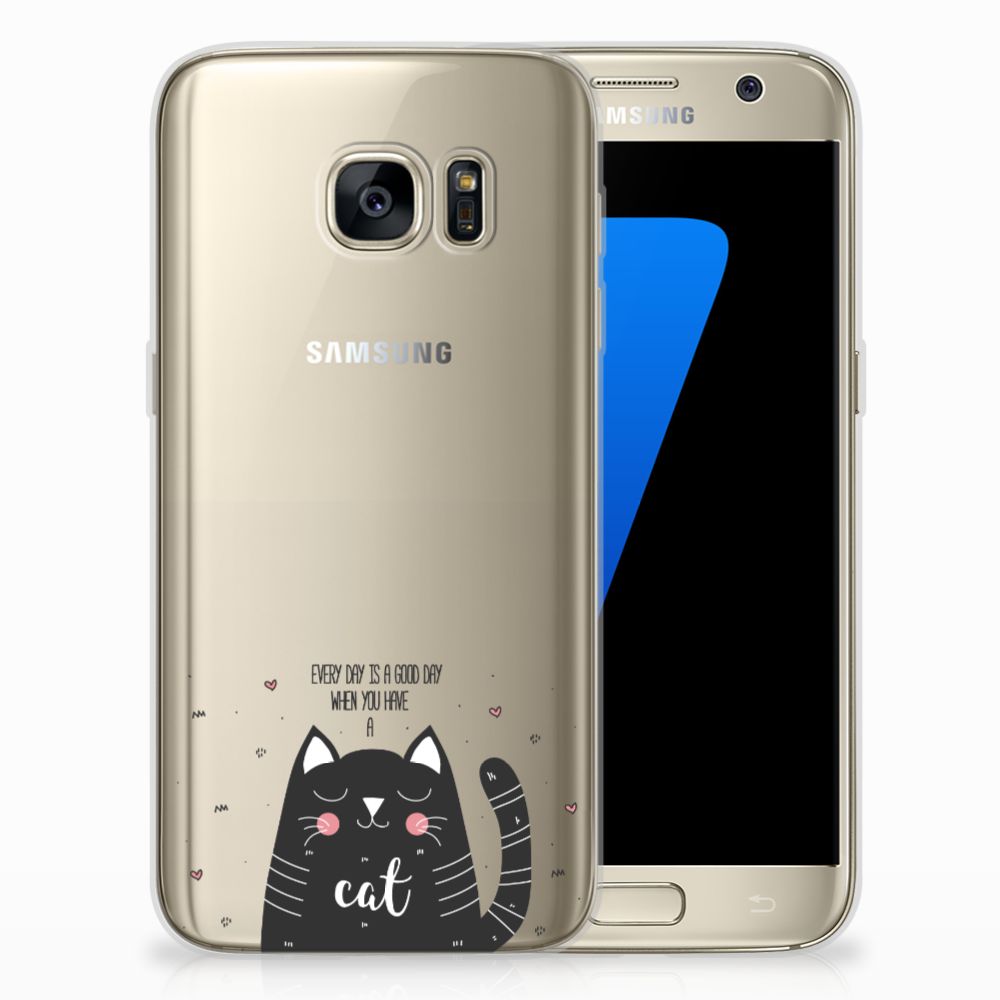 Samsung Galaxy S7 Telefoonhoesje met Naam Cat Good Day