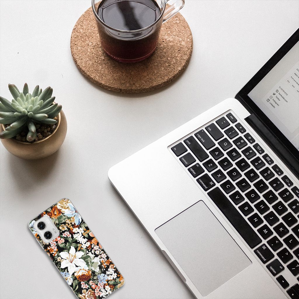 TPU Case voor Motorola Moto G73 Dark Flowers