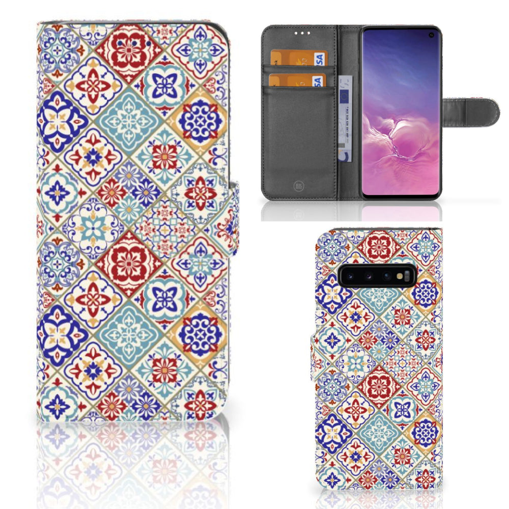 Samsung Galaxy S10 Bookcase Tiles Color