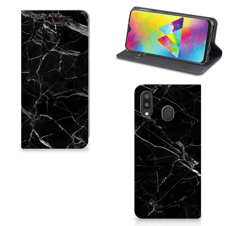 Samsung Galaxy M20 Standcase Marmer Zwart - Origineel Cadeau Vader
