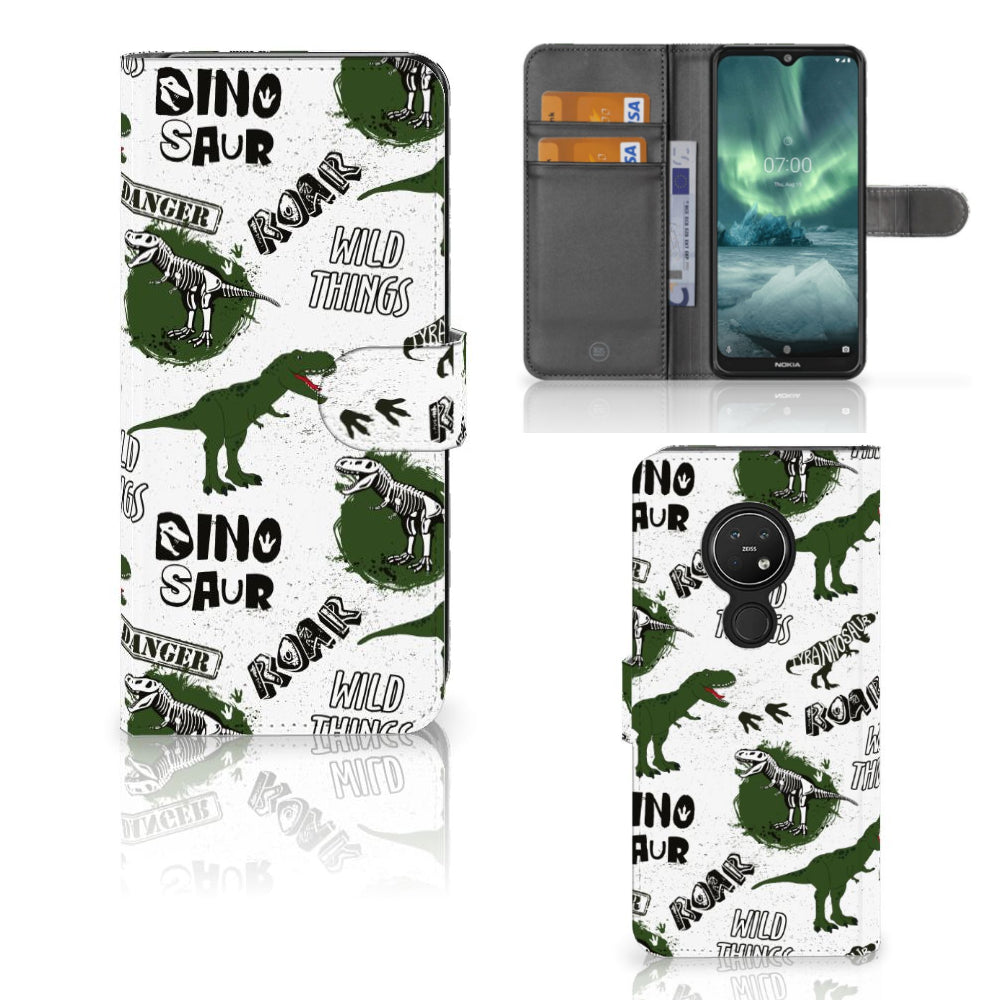 Telefoonhoesje met Pasjes voor Nokia 7.2 | Nokia 6.2 Dinosaurus