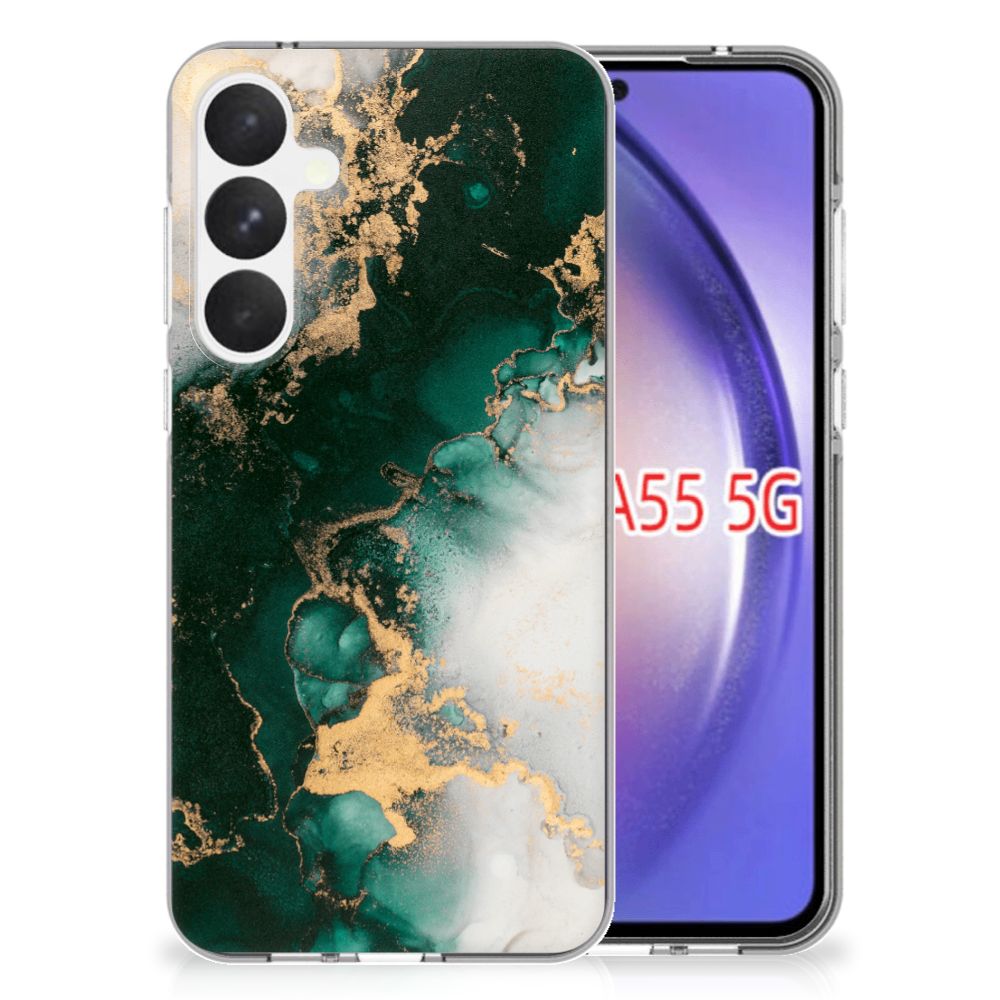 TPU Siliconen Hoesje voor Samsung Galaxy A55 Marmer Groen
