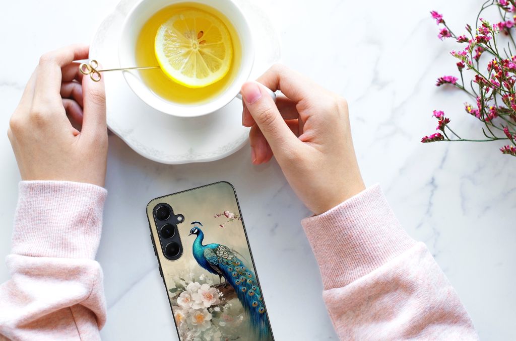 Dierenprint Telefoonhoesje voor Samsung Galaxy A55 Vintage Pauwen B2C Telecom