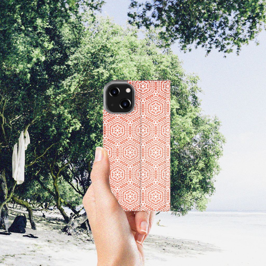 iPhone 14 Hoesje met Magneet Pattern Orange - B2C Telecom