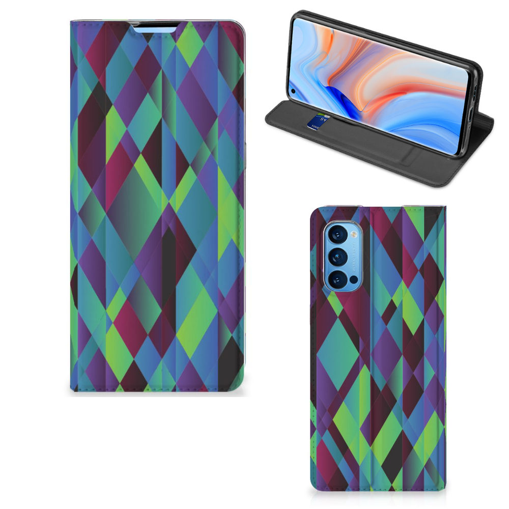OPPO Reno4 Pro 5G Stand Case Abstract Green Blue - B2C Telecom
