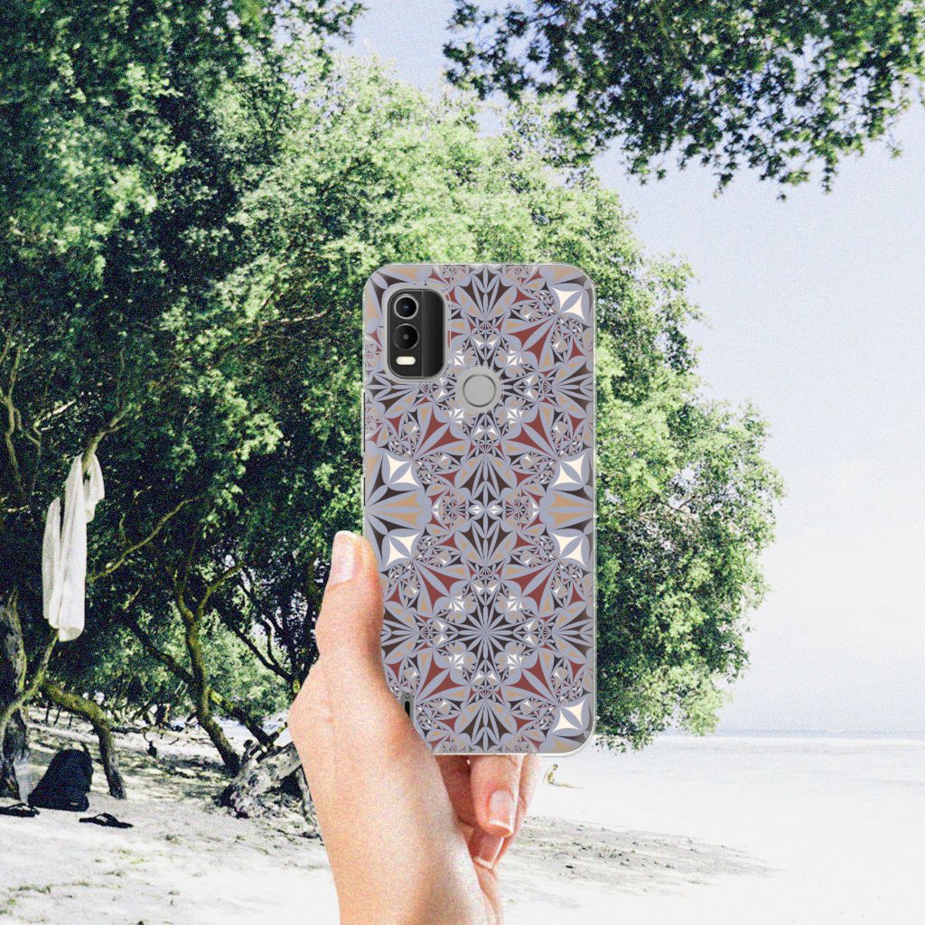 Nokia C21 Plus TPU Siliconen Hoesje Flower Tiles B2C Telecom