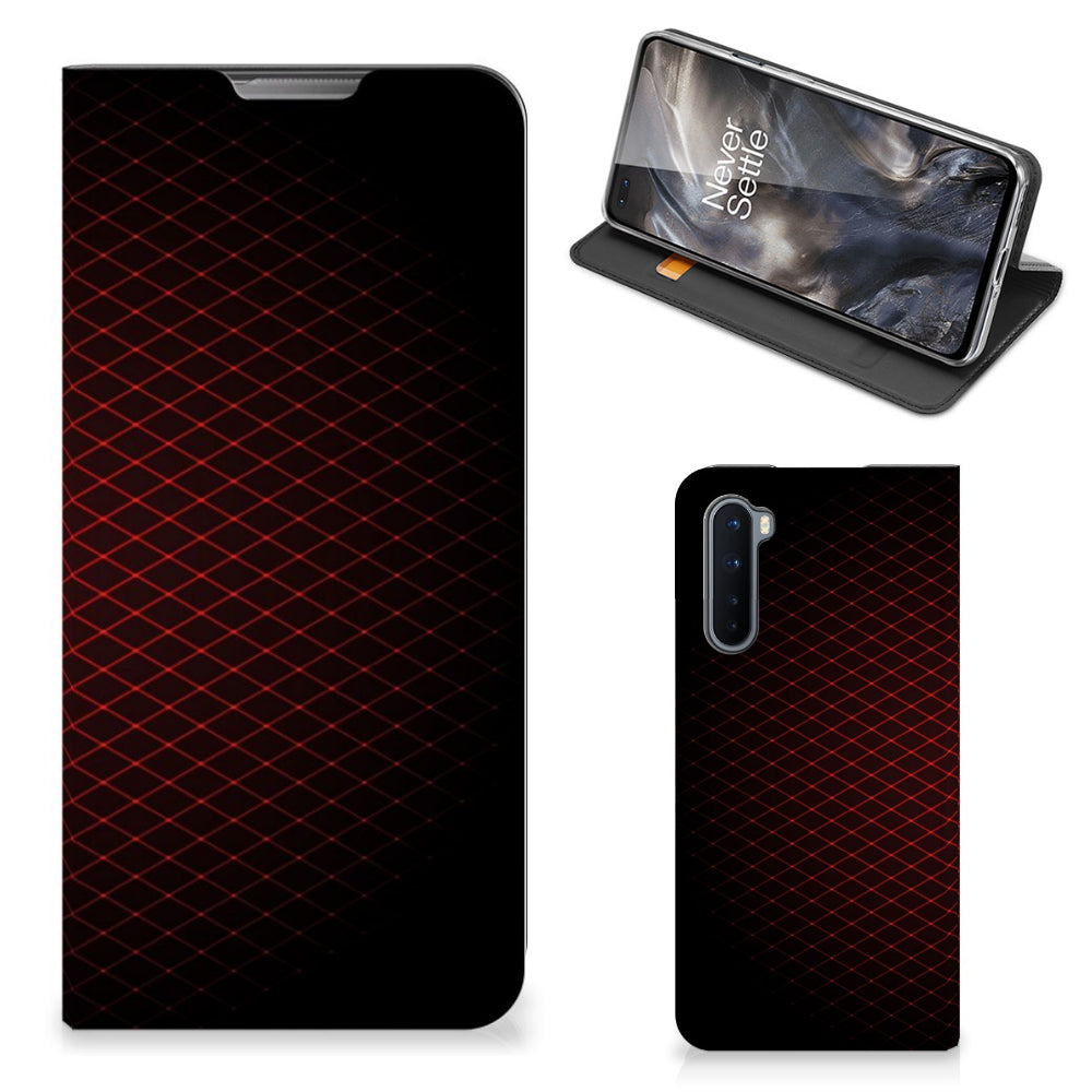 OnePlus Nord Hoesje met Magneet Geruit Rood