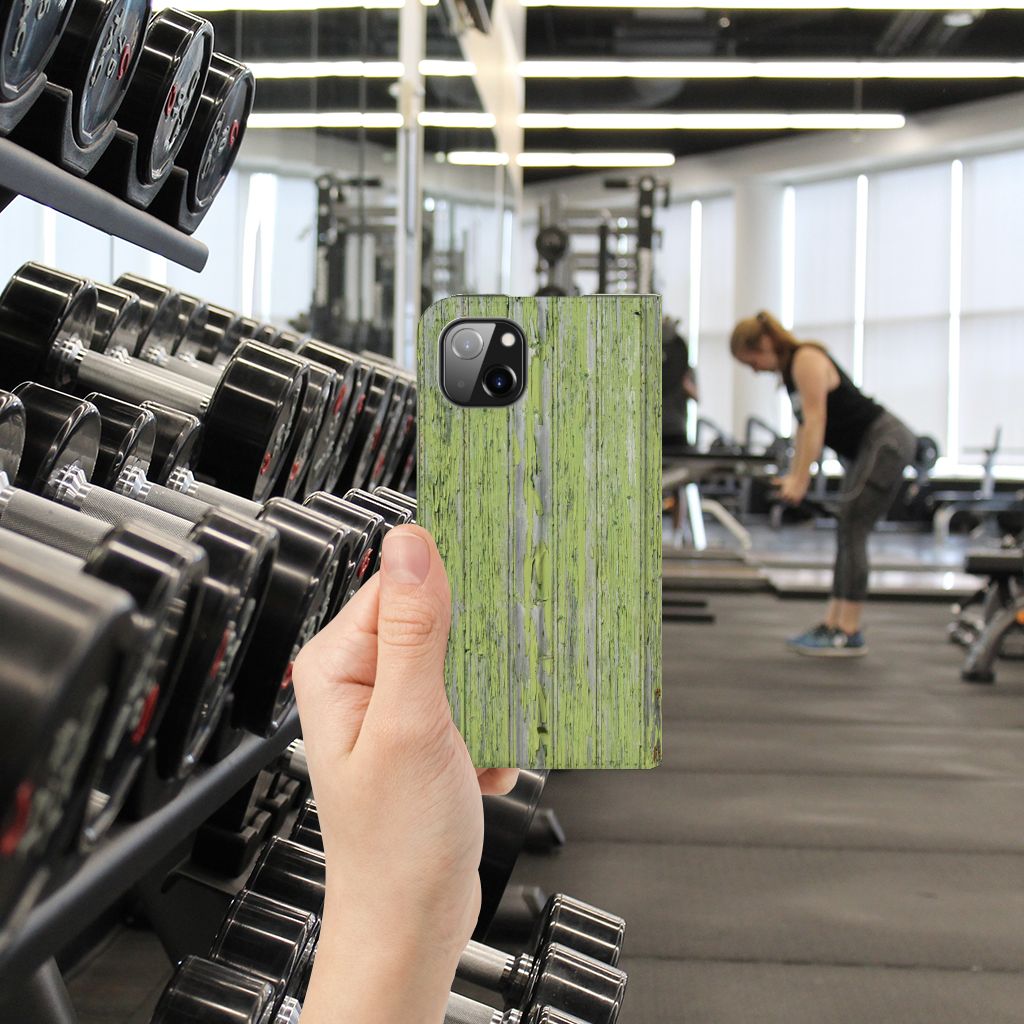 Apple iPhone 14 Plus Book Wallet Case Green Wood