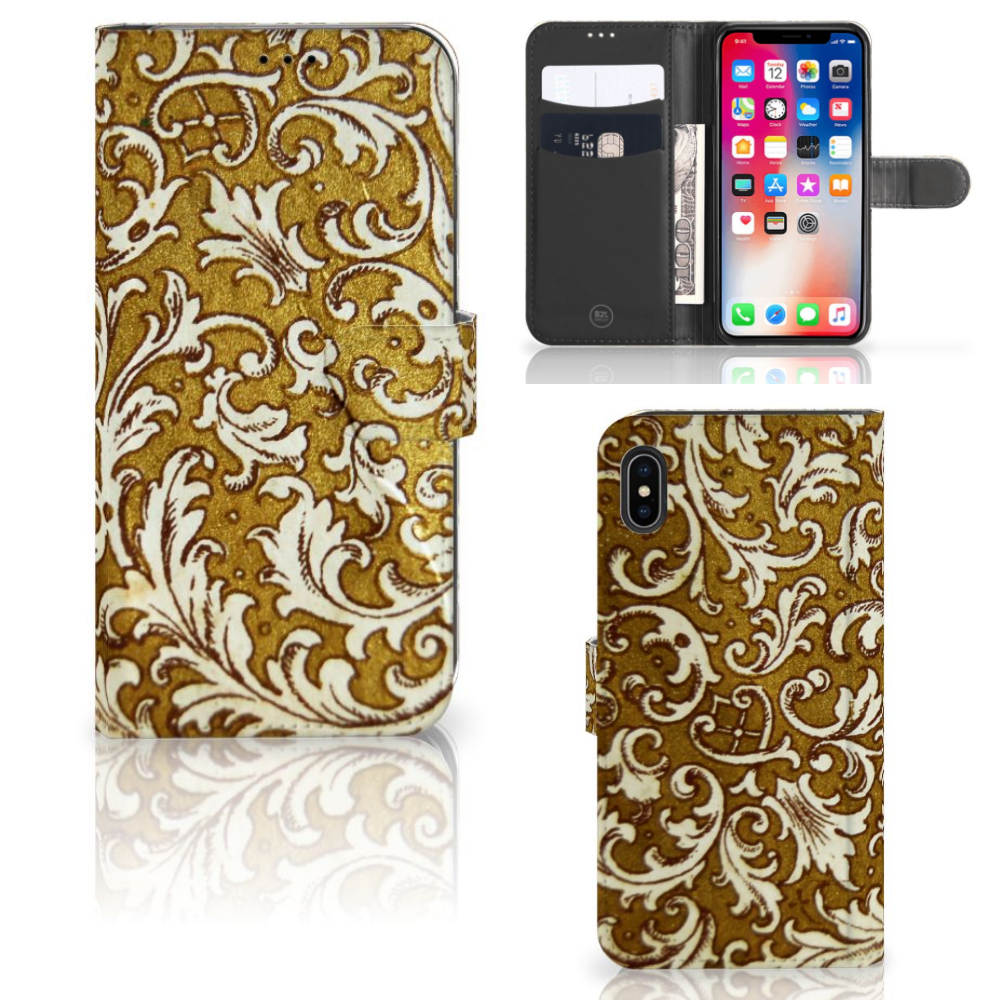 Wallet Case Apple iPhone Xs Max Barok Goud
