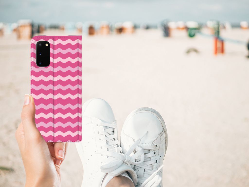 Samsung Galaxy S20 Hoesje met Magneet Waves Pink - B2C Telecom