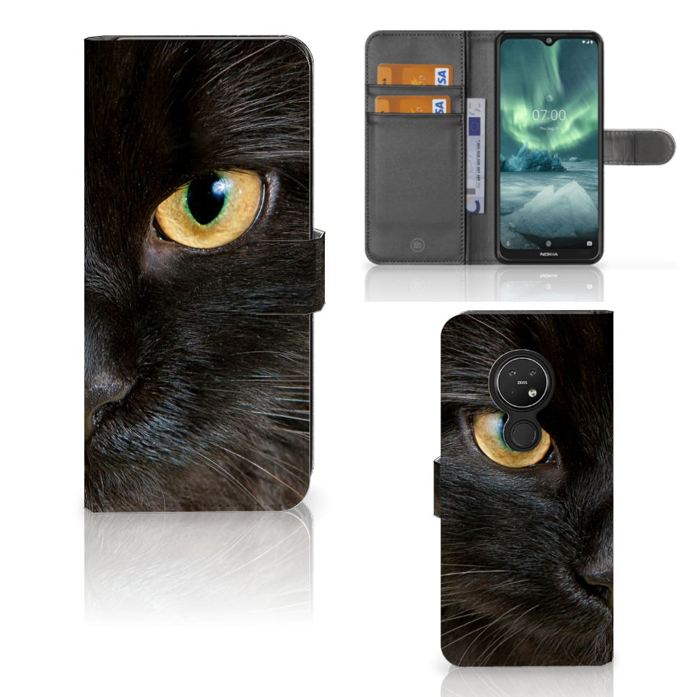 Nokia 7.2 | Nokia 6.2 Telefoonhoesje met Pasjes Zwarte Kat