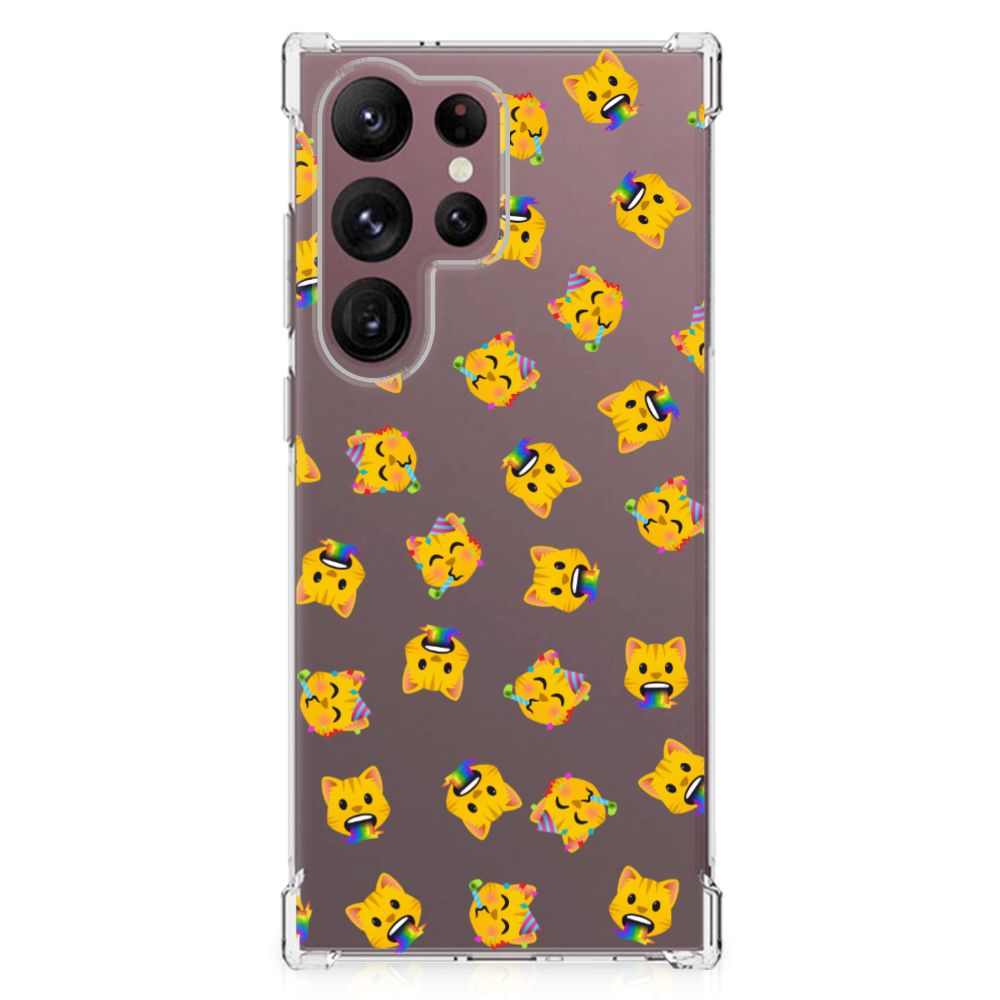 Doorzichtige Silicone Hoesje voor Samsung Galaxy S23 Ultra Katten Emojis B2C Telecom