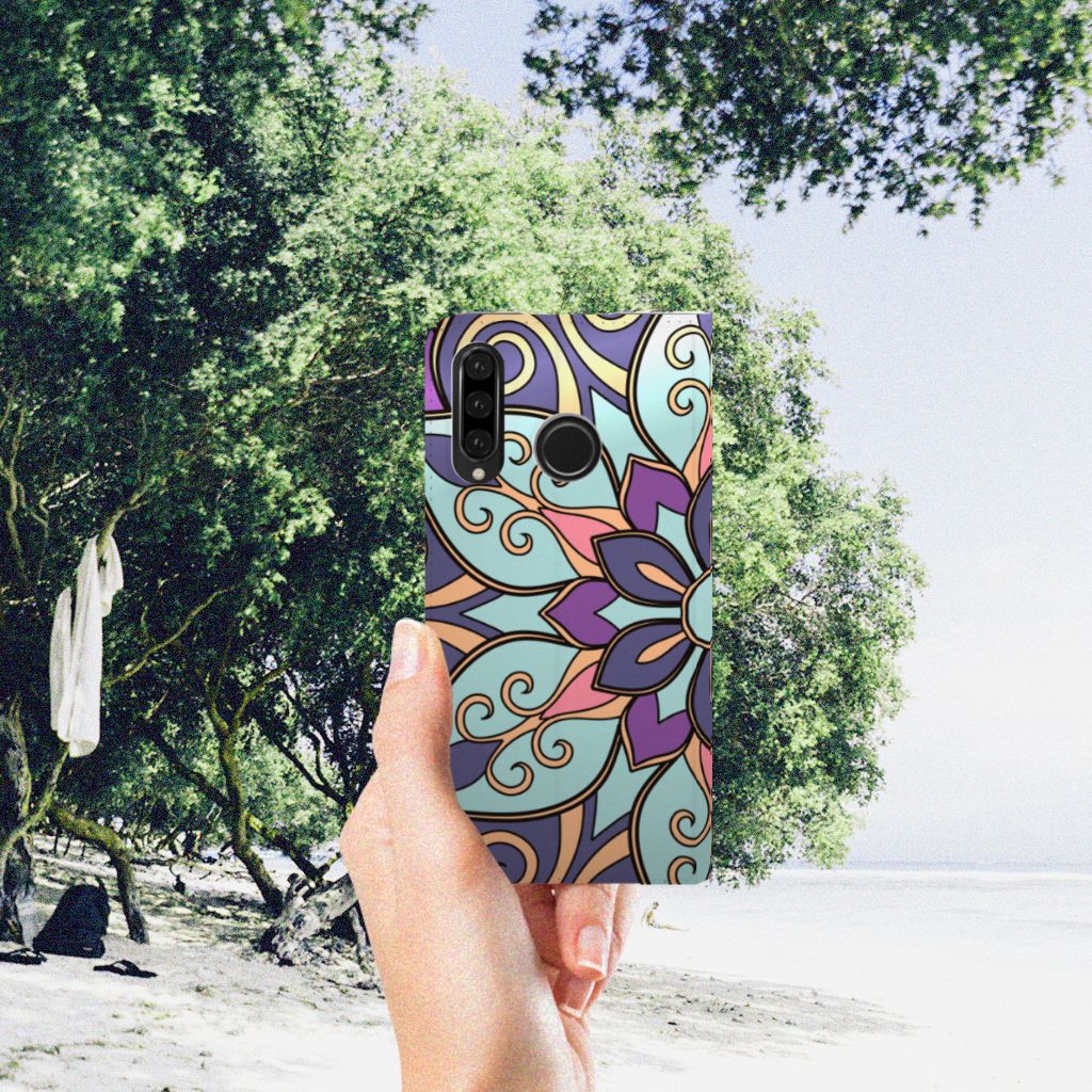 Huawei P30 Lite New Edition Smart Cover Purple Flower
