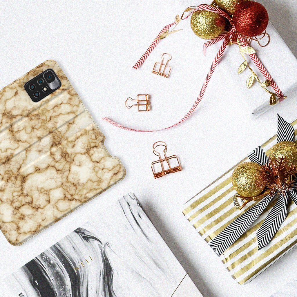 Xiaomi Redmi 10 Standcase Marmer Goud - B2C Telecom