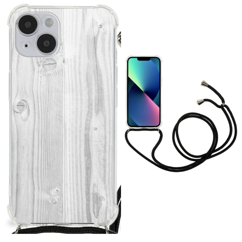 iPhone 14 Plus Stevig Telefoonhoesje White Wood