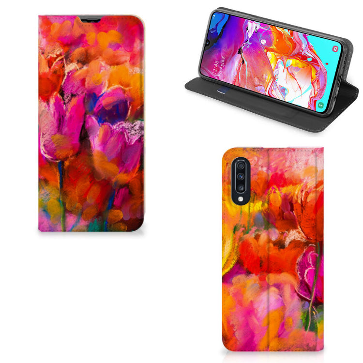 Bookcase Samsung Galaxy A70 Tulips