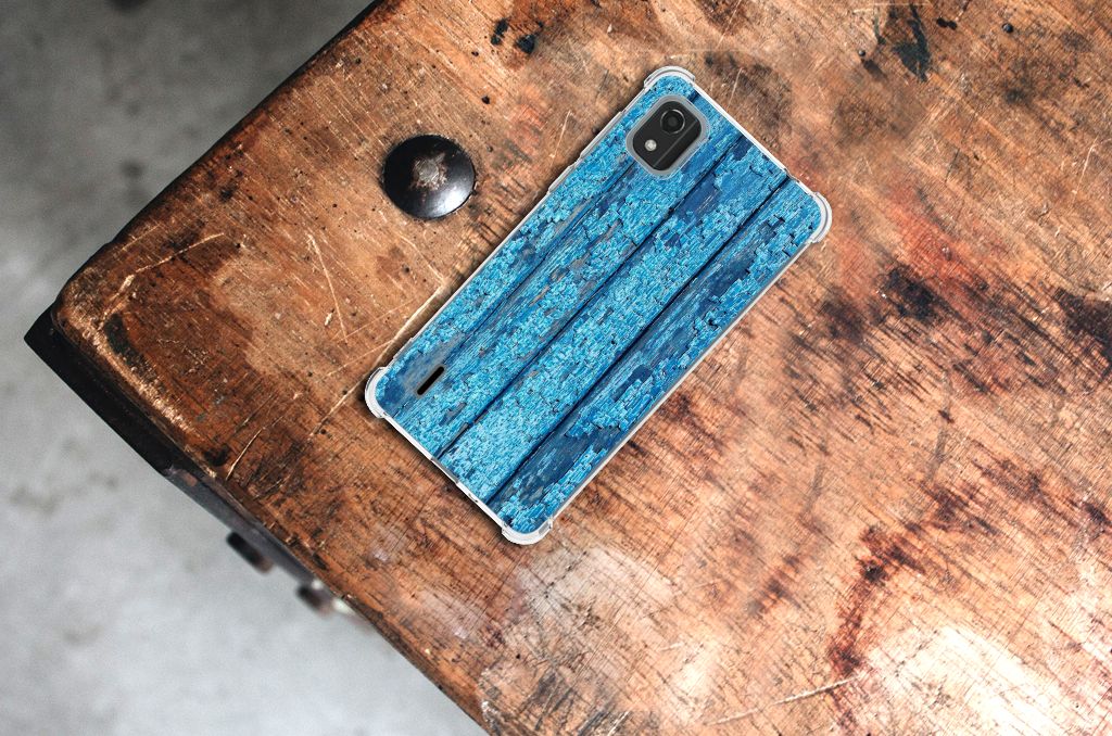 Nokia C2 2nd Edition Stevig Telefoonhoesje Wood Blue B2C Telecom